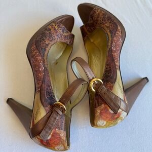 90s Vintage Jcon sz 8.5 Italian Open Toe Mary Jane Pump Heels Equestrian Preppy